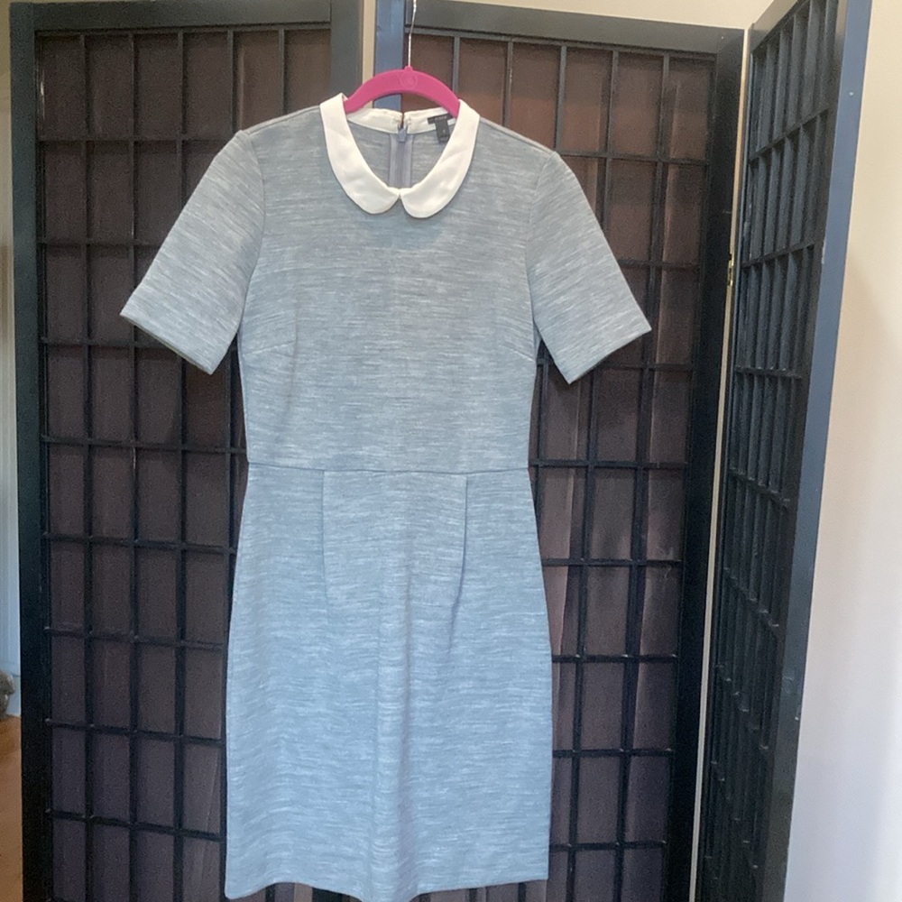 J. Crew Peter Pan Collared short sleeved Gray dress Size 2
